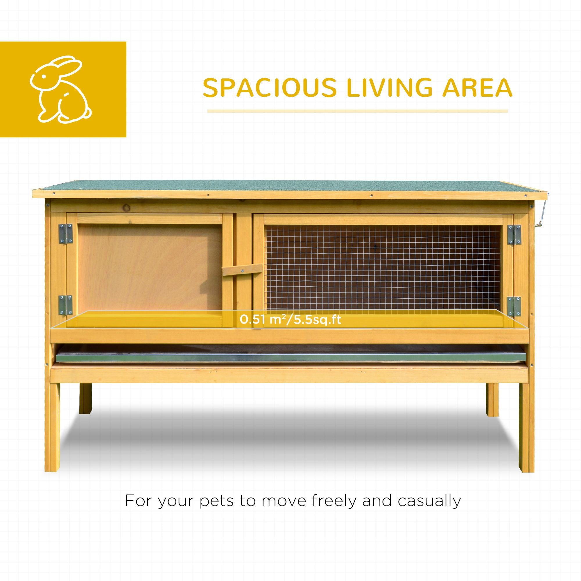 furniture-style Rabbit Hutch Bunny Cage Openable water-ready Roof No Leak Tray Sturdy Fir furniture-style Indoor Outdoor