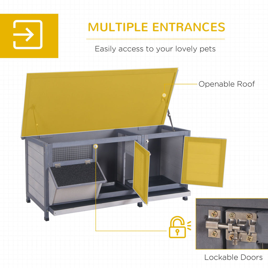 Spacious Wooden Rabbit Hutch with Waterproof Roof – Perfect for Indoor/Outdoor Use