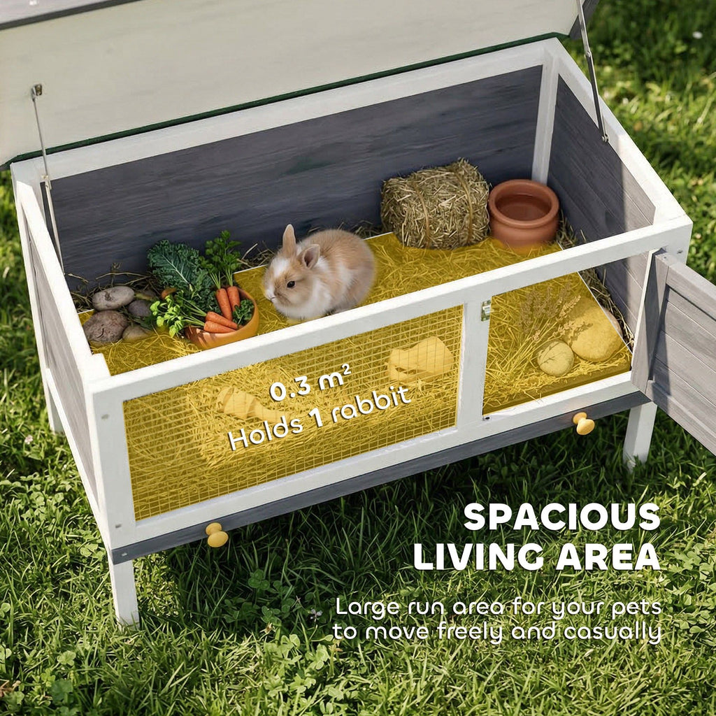 Elevated furniture-style Rabbit Hutch with Asphalt Roof for Outdoor Use