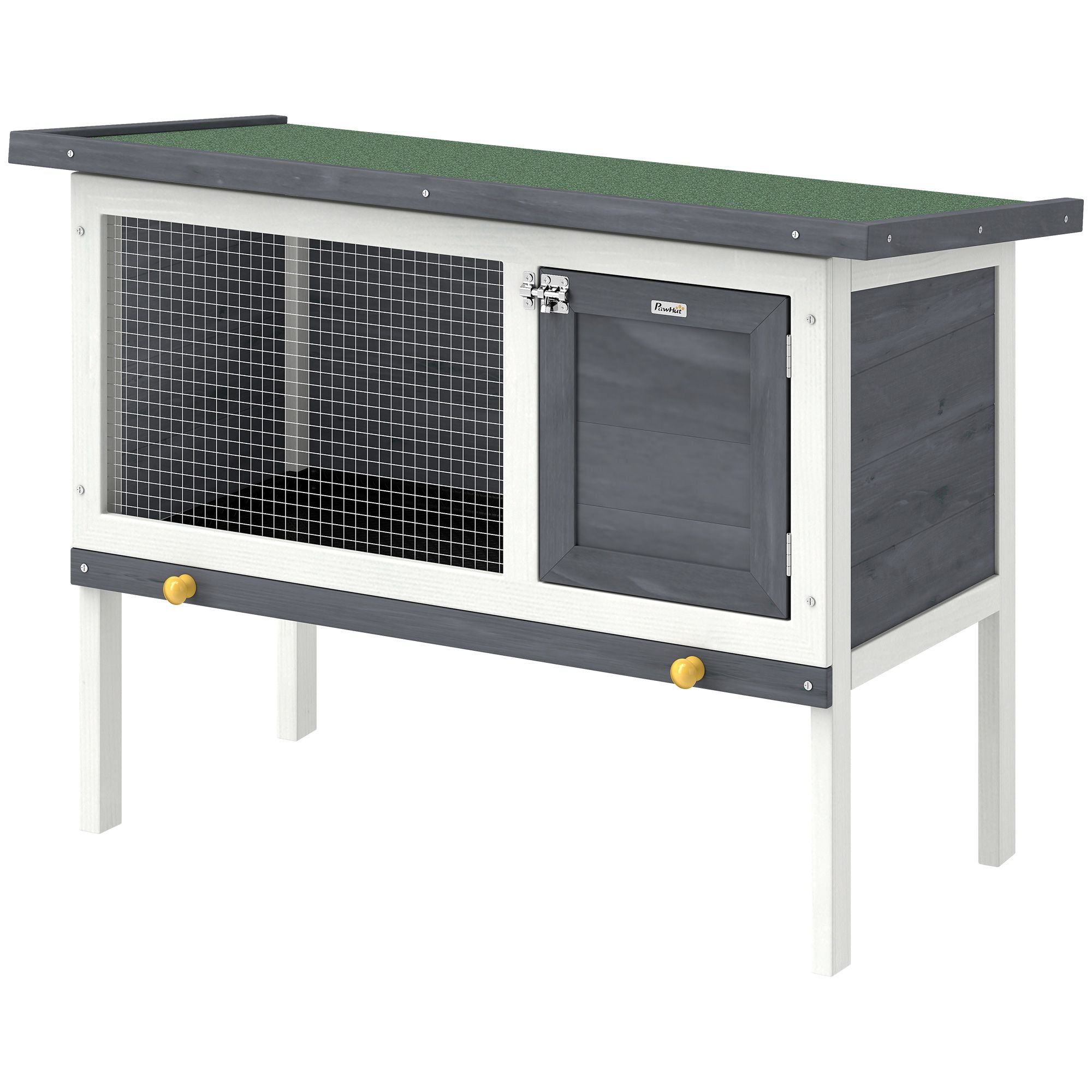 Elevated furniture-style Rabbit Hutch with Asphalt Roof for Outdoor Use