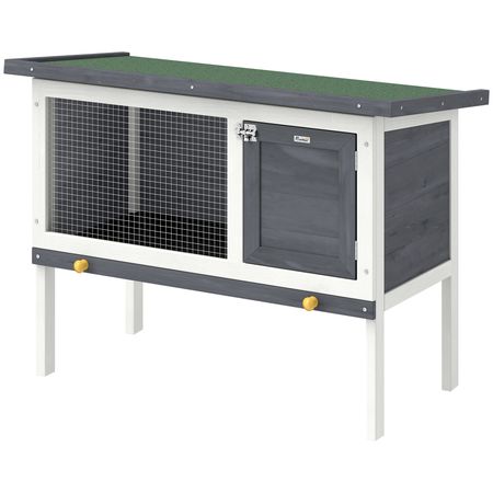 Elevated furniture-style Rabbit Hutch with Asphalt Roof for Outdoor Use