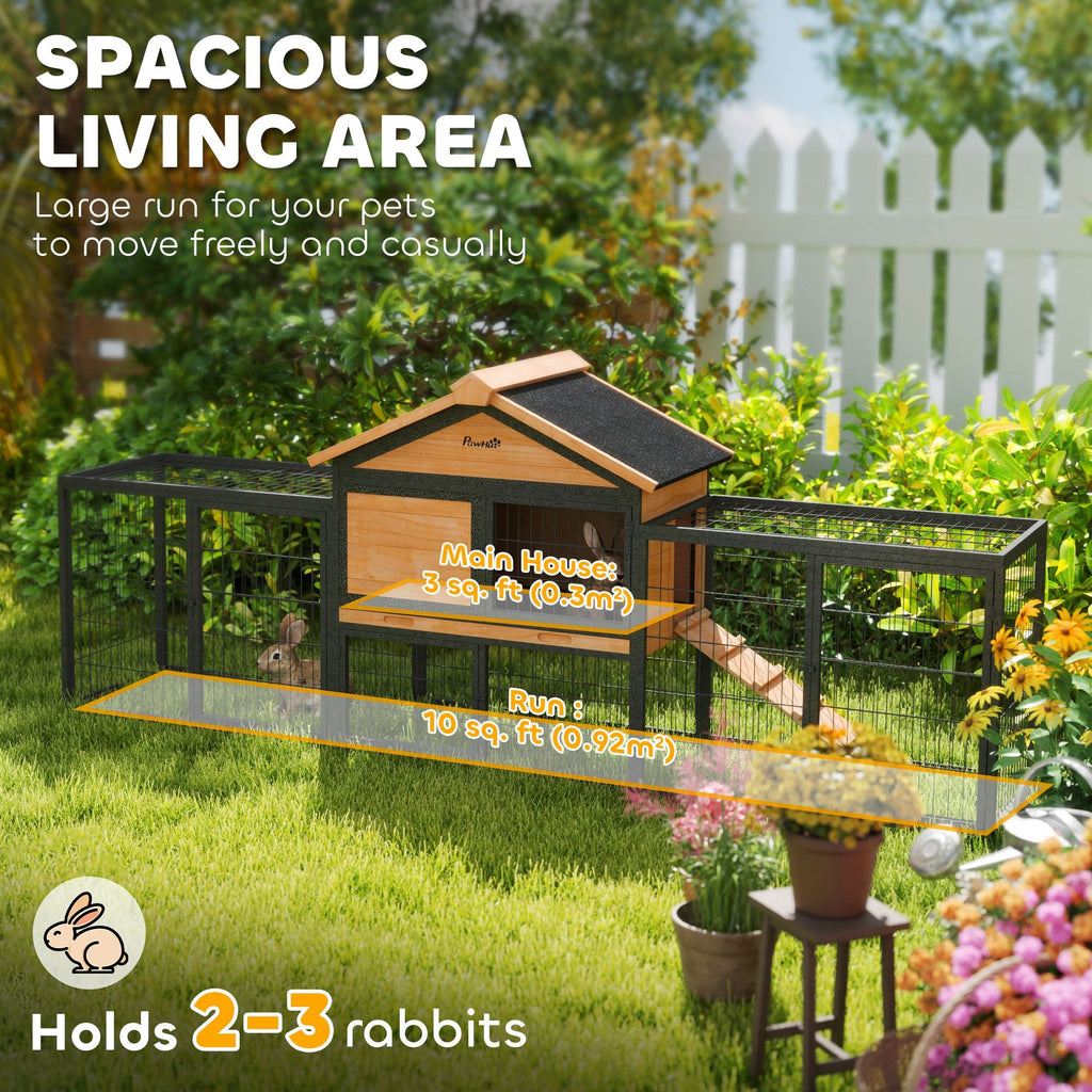 Spacious Outdoor Rabbit Hutch with structured Run and Asphalt Roof