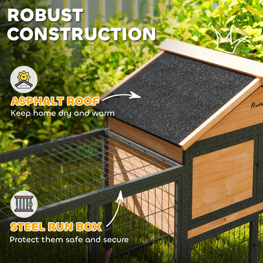 Spacious Outdoor Rabbit Hutch with structured Run and Asphalt Roof
