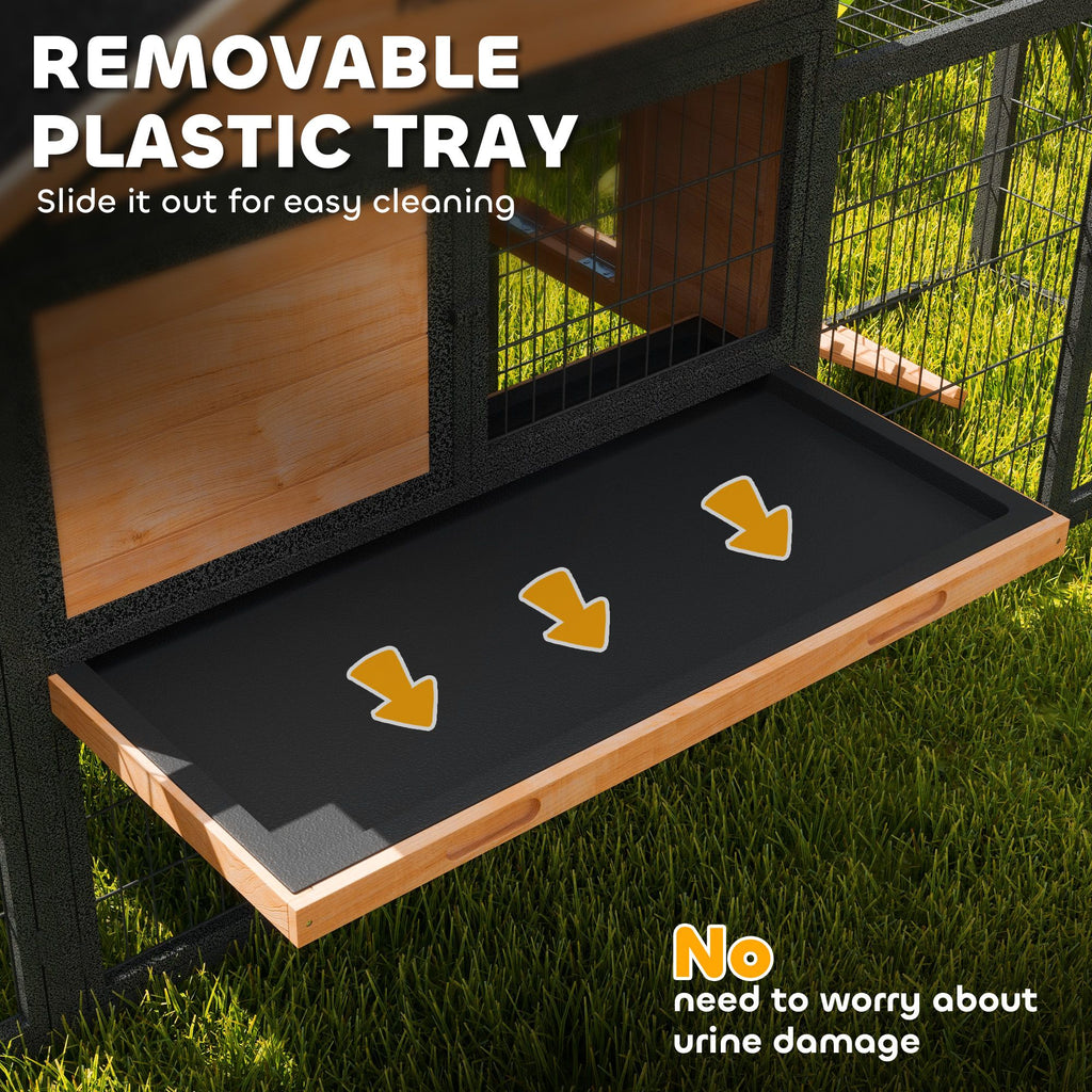 Spacious Outdoor Rabbit Hutch with structured Run and Asphalt Roof