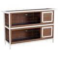 furniture-style Rabbit Hutch w/ Dividers Asphalt Roof for Small Animals & Outdoors, Brown