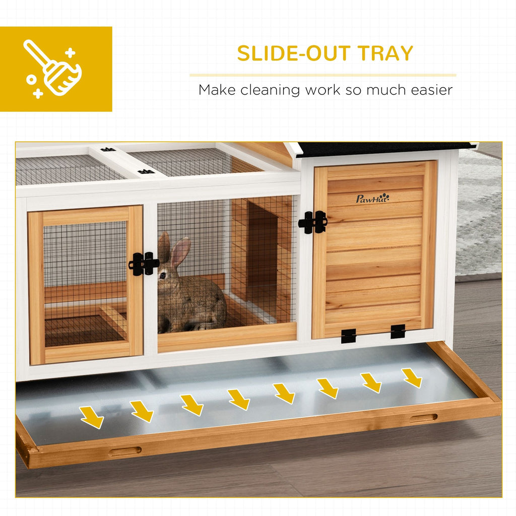 furniture-style Rabbit Hutch with Wheels & Run for Small Animals