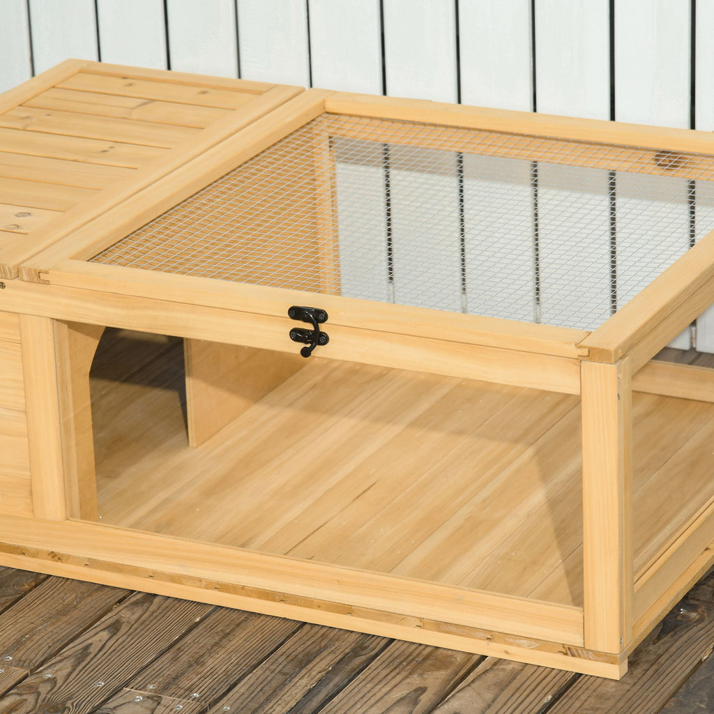 PawHut furniture-style Turtle Cage with Private Sleeping and Expandable Run