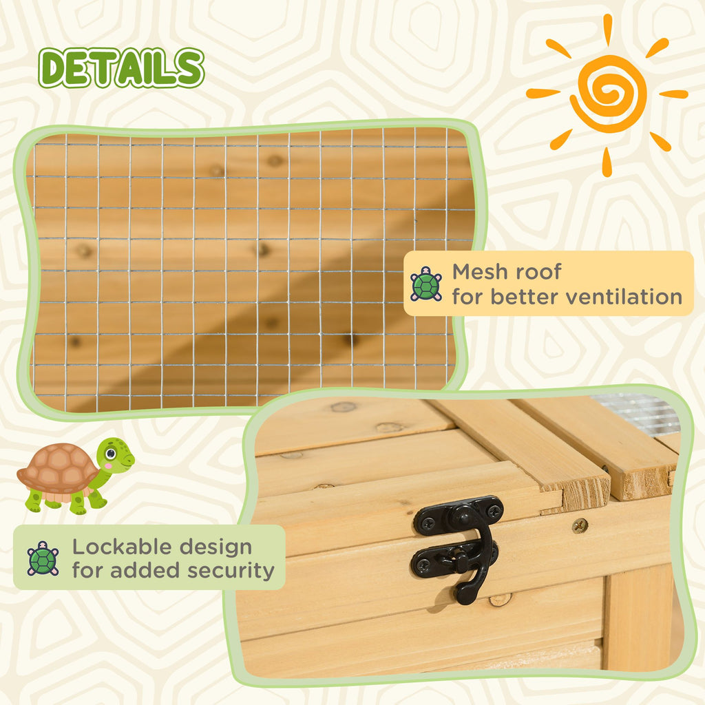 PawHut furniture-style Turtle Cage with Private Sleeping and Expandable Run