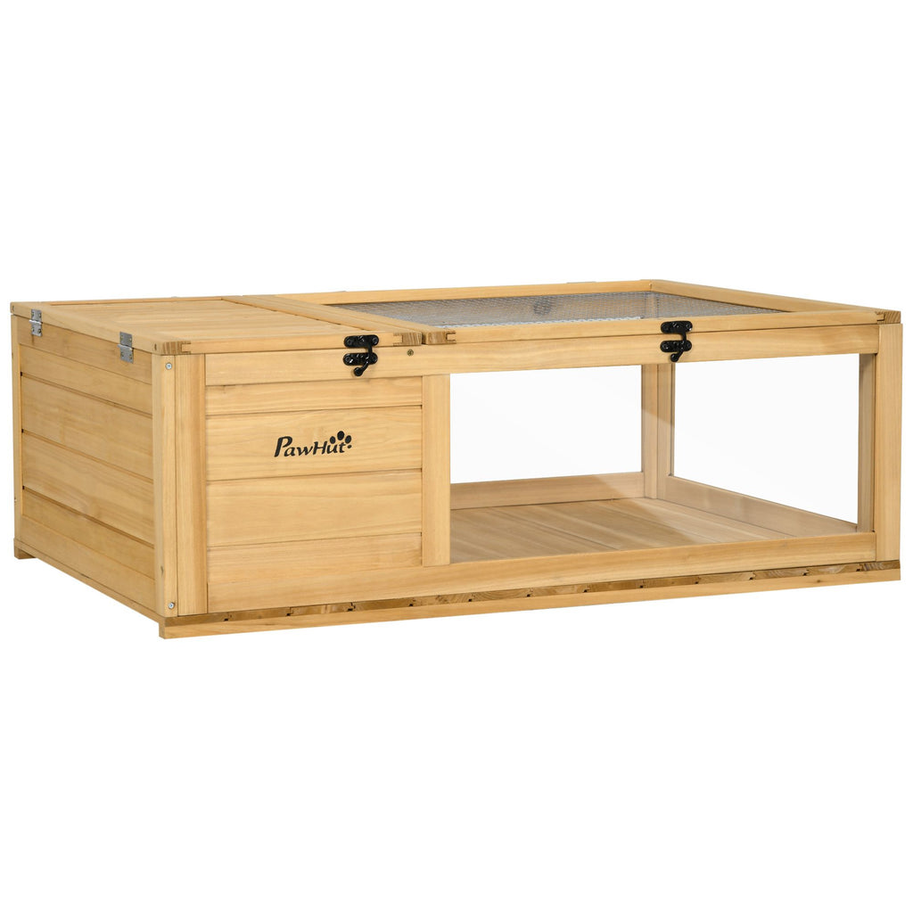 PawHut furniture-style Turtle Cage with Private Sleeping and Expandable Run