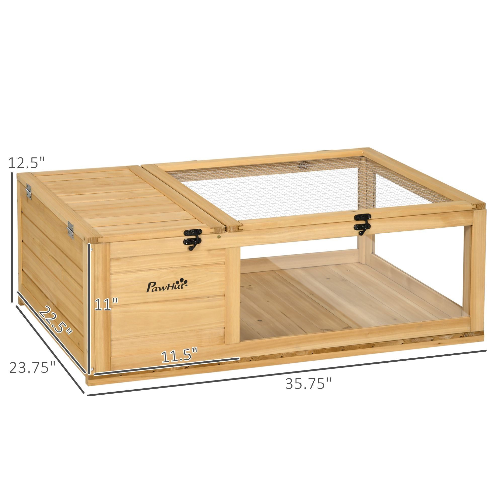 PawHut furniture-style Turtle Cage with Private Sleeping and Expandable Run