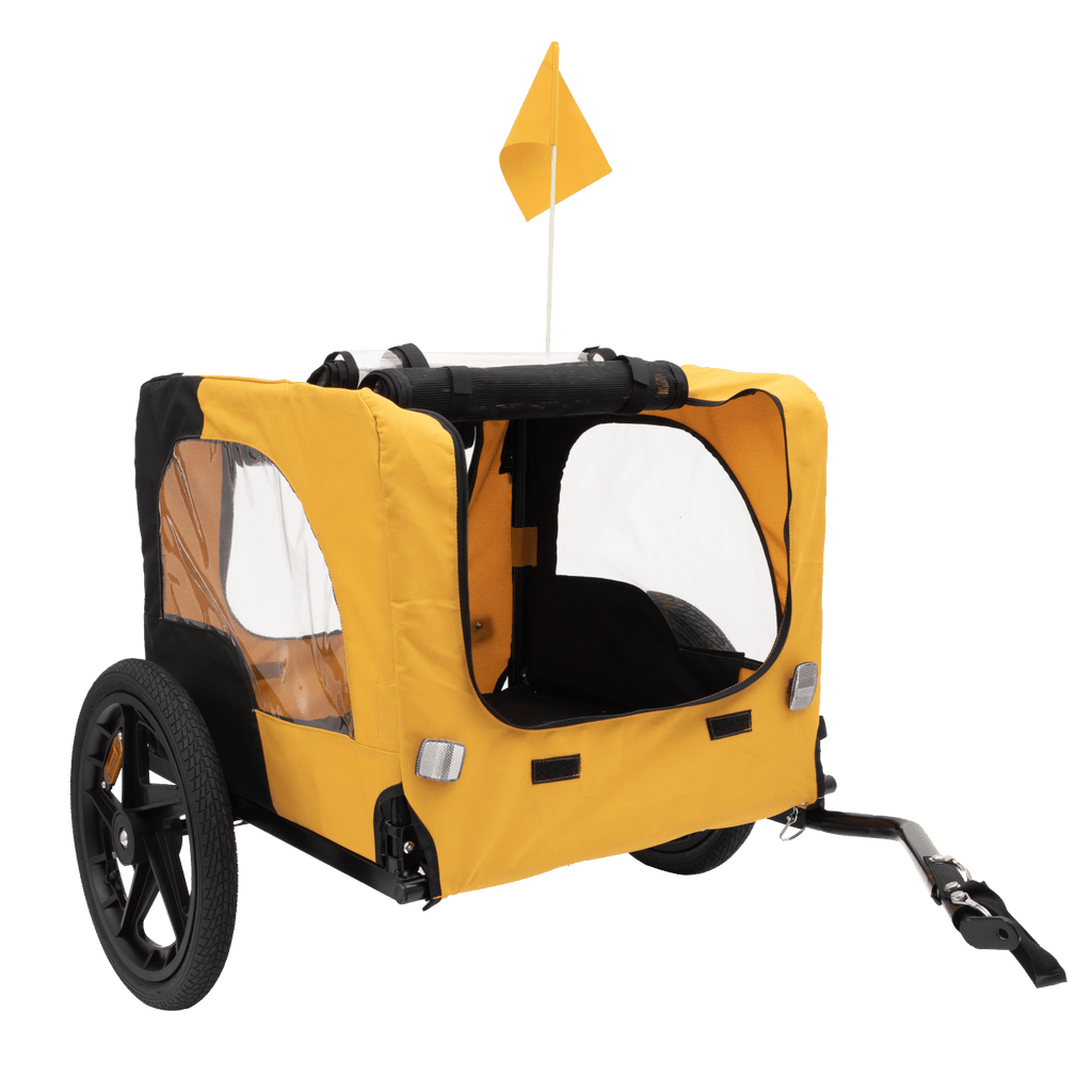 Yellow Outdoor Heavy Duty Foldable Utility Pet Stroller Dog Carriers Bicycle Trailer