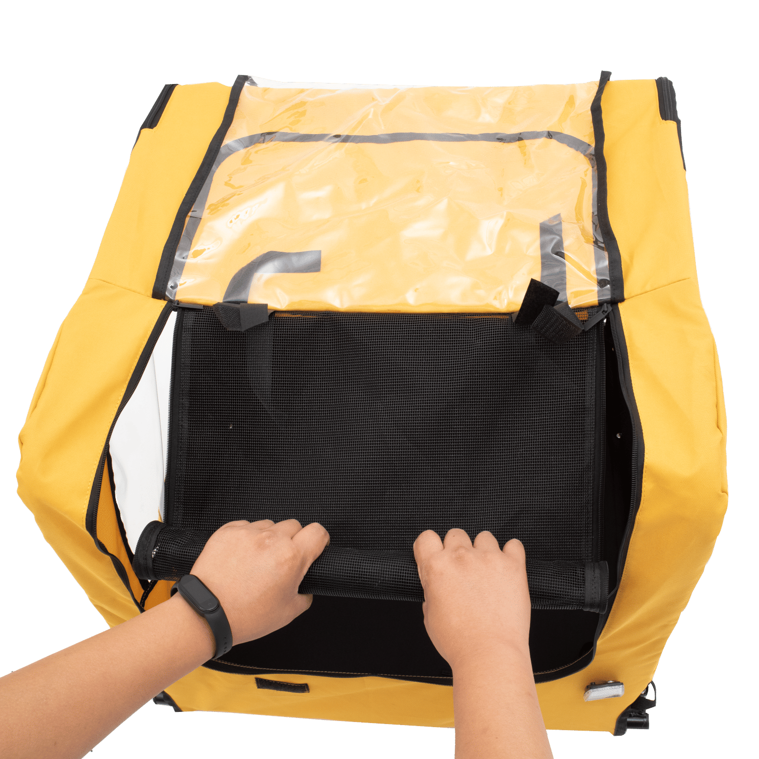 Yellow Outdoor Heavy Duty Foldable Utility Pet Stroller Dog Carriers Bicycle Trailer