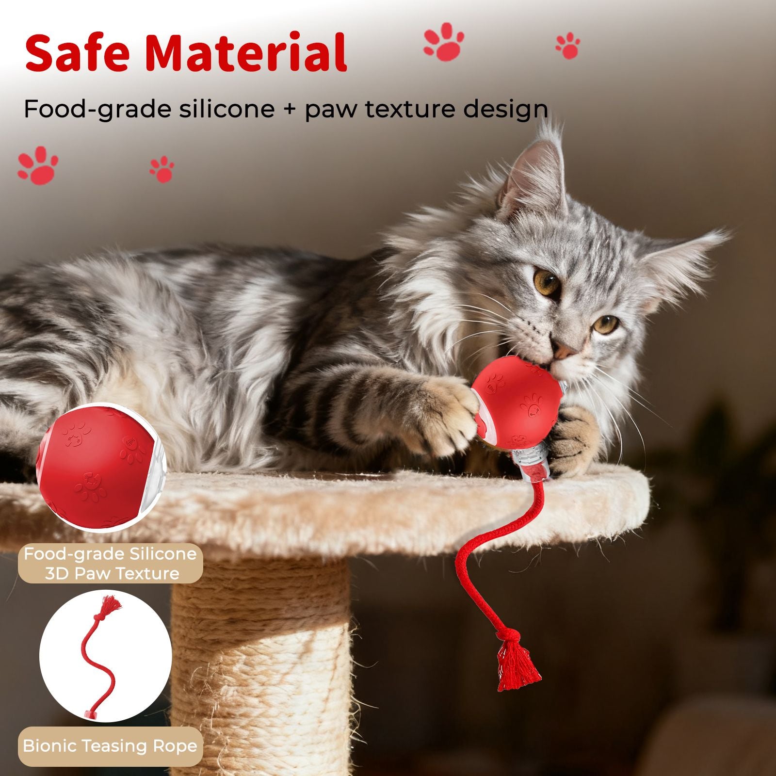 Interactive Cat Ball Toy with LED Lights, Bird Chirping, and Motion Activation