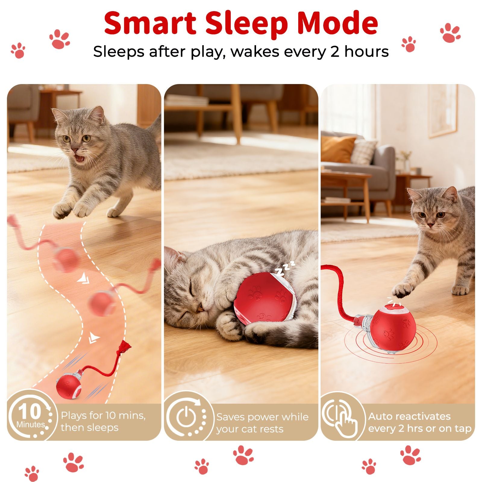 Interactive Cat Ball Toy with LED Lights, Bird Chirping, and Motion Activation
